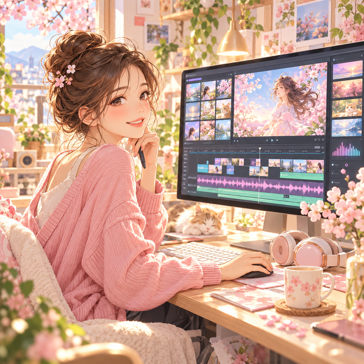AIで画像や動画、音楽を制作するイラスト